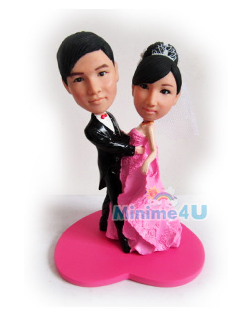 pink wedding dress cake topper