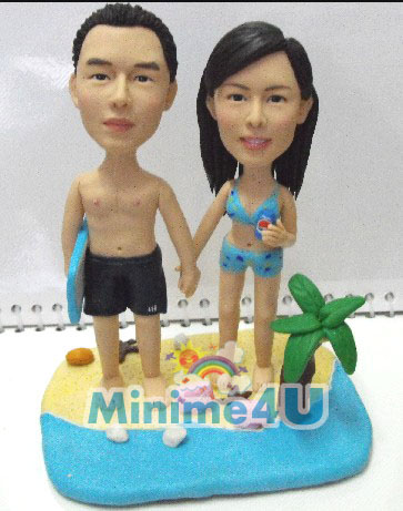 Sweet couple at the beach minime doll