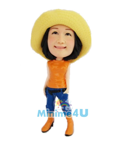 cute girl wearing a straw hat