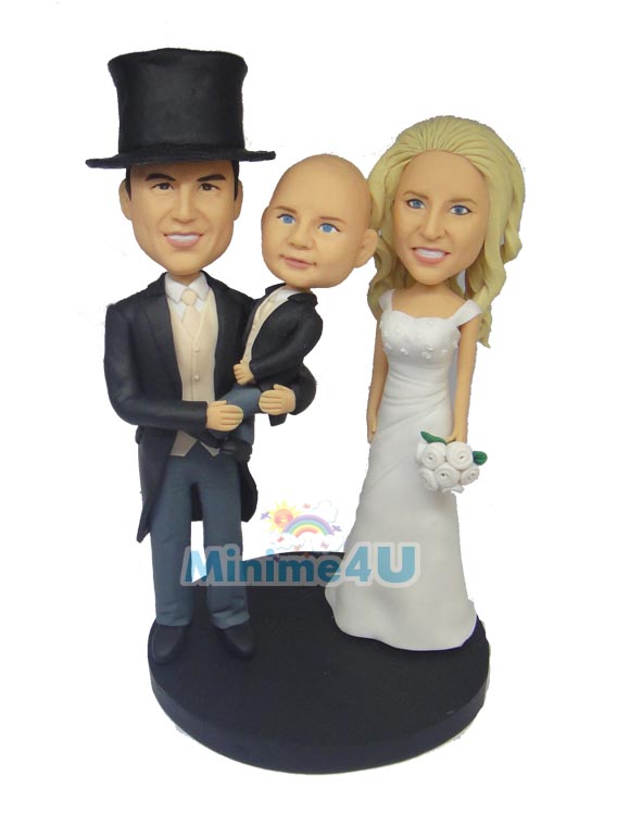 wedding cake topper for family set with kid